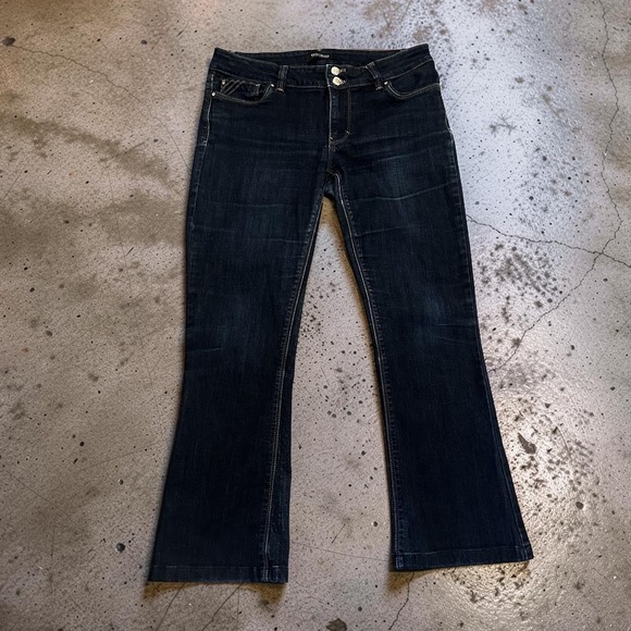 White House Black Market Denim - White House Black Market Skinny Flare Jeans Dark Indigo Wash Sz 4S Short Petite